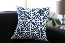 4 Blue & Ivory Colonial Williamsburg Parterre Slip-in throw pillow COVERS 16x16