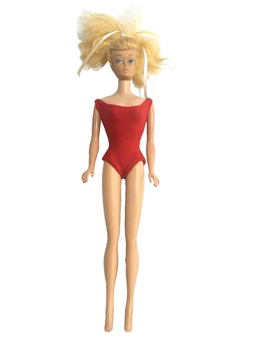Vintage 1960's Mattel Barbie® BLONDE SWIRL PONYTAIL DOLL in OG SWIMSUIT ~ VGC