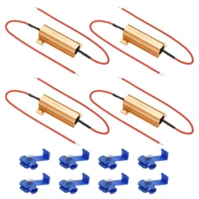 50W 6.8 Ohm Aluminum Shell Resistor, 4Pcs Housing Resistor with Clips, Golden