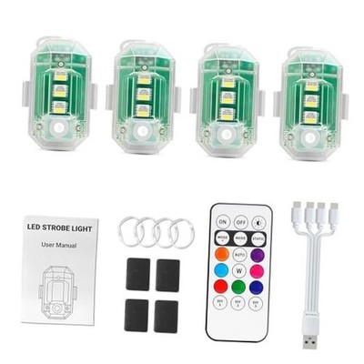Mini Wireless LED Strobe Lights with Remote Control Rechargeable Aircraft 4pcs