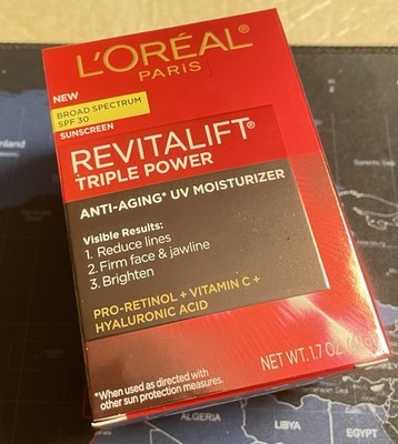 L'Oreal Revitalift Triple Power SPF30 Anti-Aging UV Moisturizer 1.7oz./48g New
