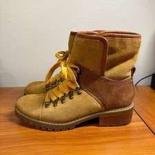 Frye and Co. Anise Hiking Boot Leather Suede Lace Up Fashion Gorpcore Shearling