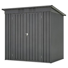 6x4ft Outdoor Storage Shed,All Weather Metal Garden Shed w/ Floor,Lockable Doors