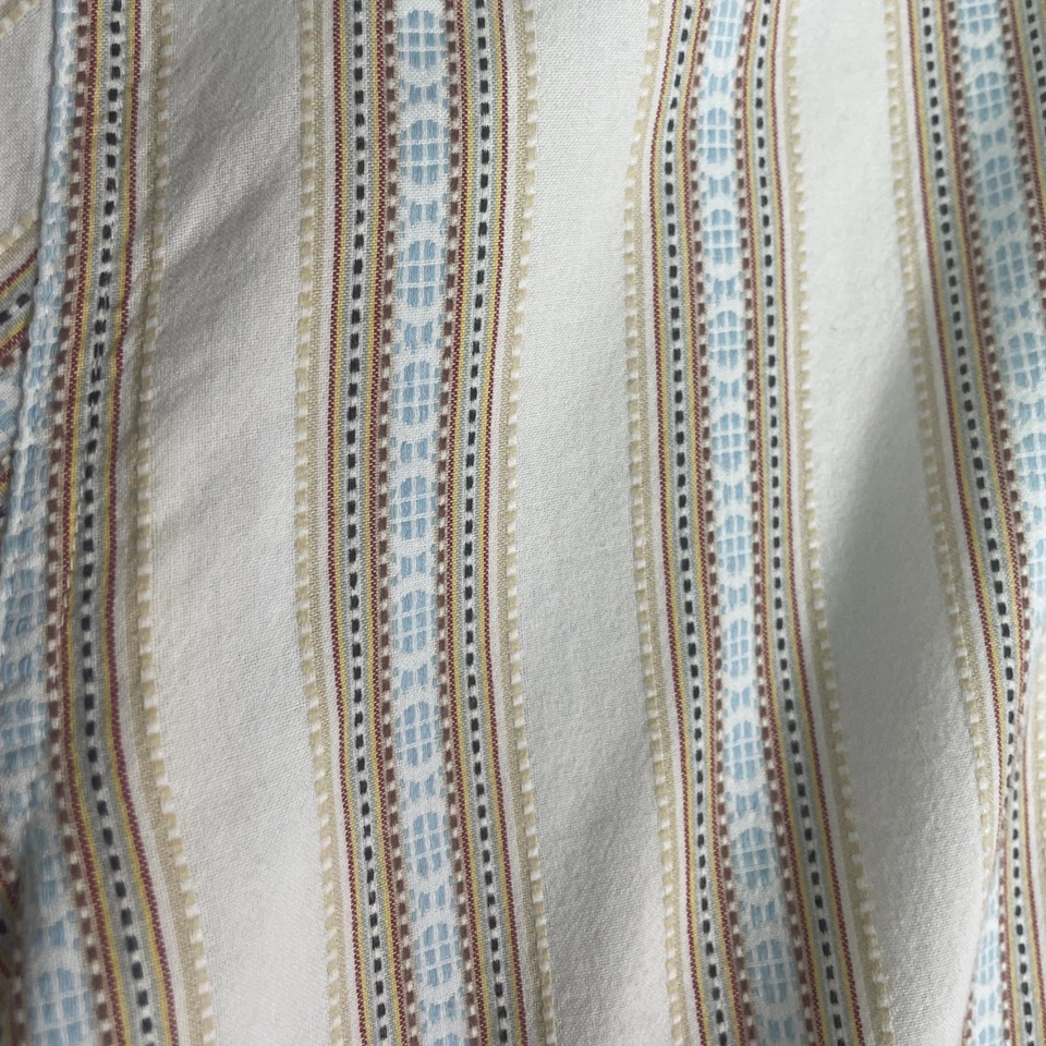 Vintage Territory Ahead Shirt Mens Large Ivory Blue Beige Aztec Southwestern - Image 2 of 4