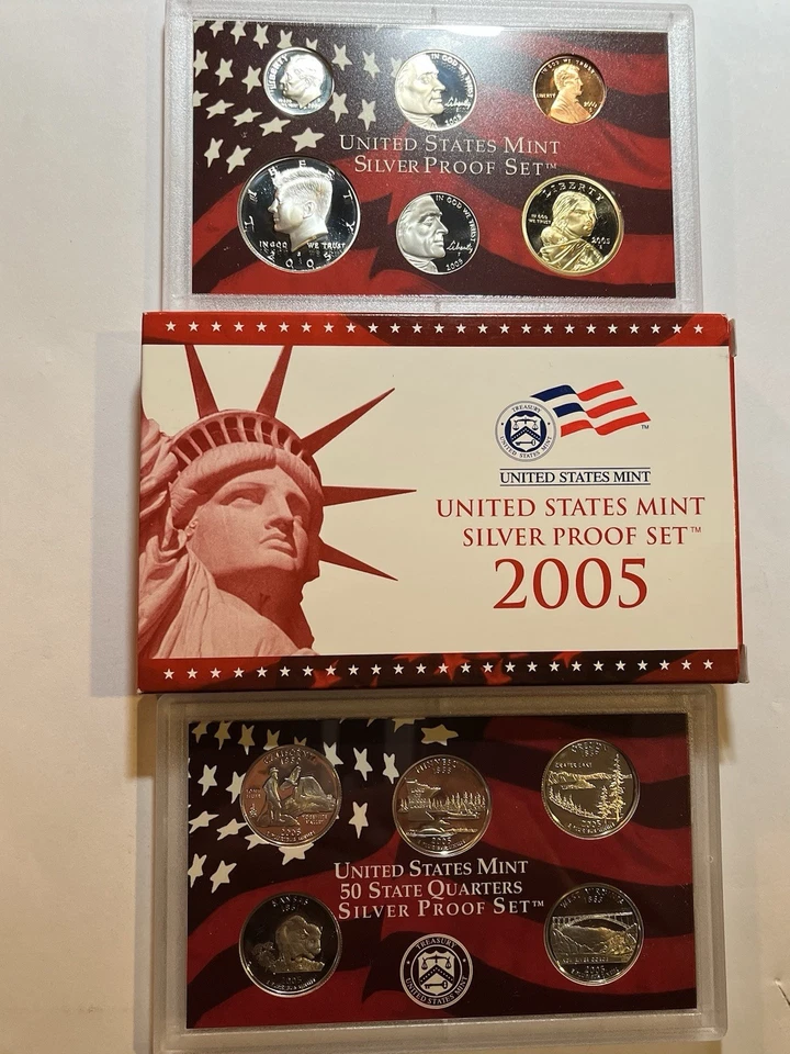 2005-S 90% Silver Proof Set US Mint -11 Coin Set w/ Box and 2005 Mint set - Image 2 of 4