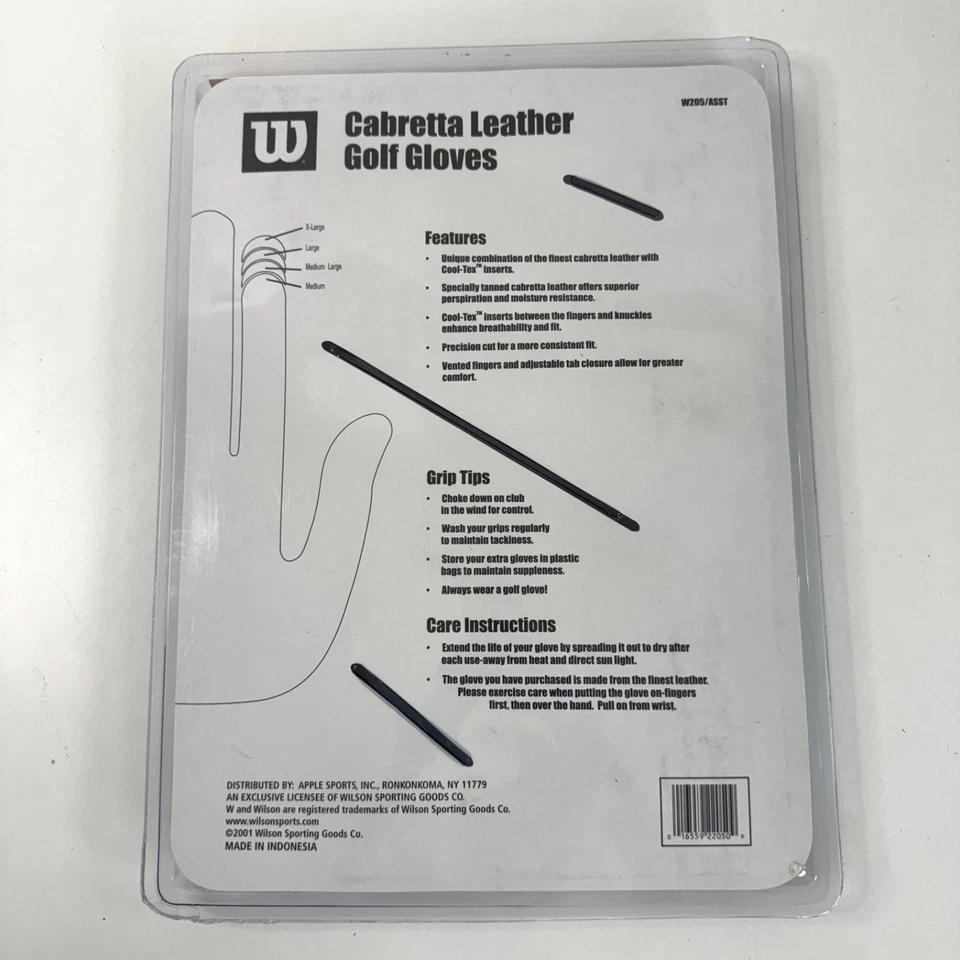 Кожаные перчатки для гольфа Cabretta с Cool-Tex WILSON мужские белые W205 / средний размер - Изображение 3 из 4