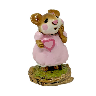 Wee Forest Folk Girl Sweetheart Mouse Pink Dress Heart M-80 WFF 1982 Petersen