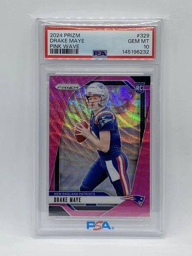 Drake Maye 2024 Panini Prizm Pink Wave #329 Rookie PSA 10 Gem Mint Patriots RC