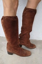VTG 60s 70s Saks Fifth Avenue Rust Brown Suede Slouch Boots Made in Italy 7.5