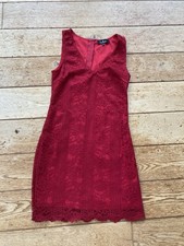 Vintage Lulu’s 90s Red Lace Bodycon Evening Date Night Dress Size Small
