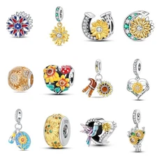 KUNSIR 925 Sterling Silver Sunflower Charm for Bracelet & Necklace Pendant DIY