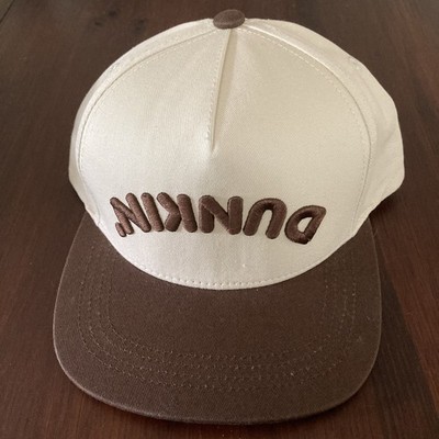Dunkin Donuts Upside Down Logo Snapback Hat Brown Cream EST 1950 Adjustable Cap