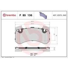 Kit De Plaquettes De Frein Frein À Disque Brembo P85136 Prime Line pour Audi VW