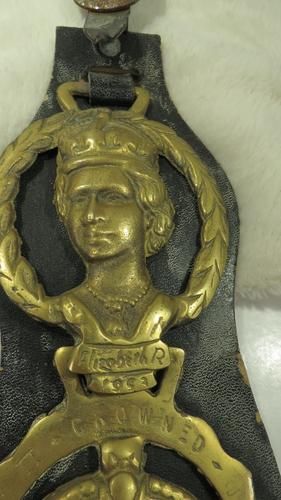 Horse Brass Leather Strap Antique From England TWO 11" QUEEN ELIZABETH 2nd - 第 3/6 張圖片