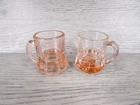 Vintage Federal Glass  Peach / Pink  Mini Beer Mug Shot Glass Set of 2