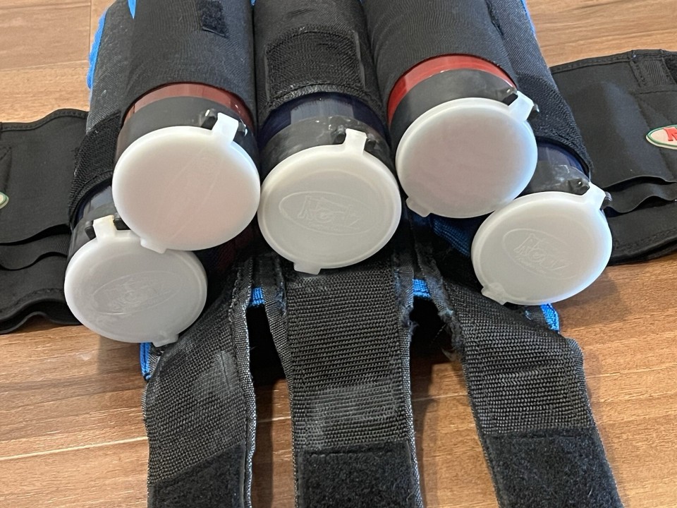 Redz Comfort Gear Paintball 3+2 Harness Pack BLUE/BLACK plus 5 Pods