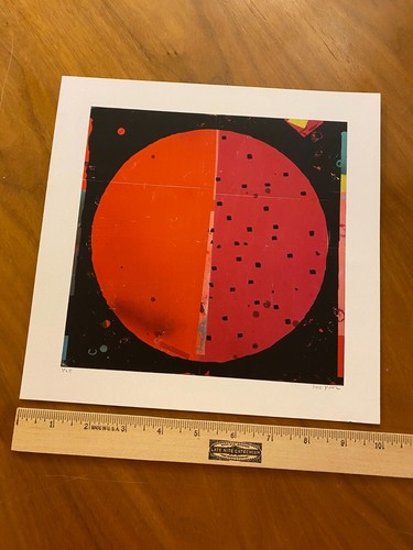 Orange Red 10" x 10" Signed Numbered Art Print Abstract Circle Shape Colors Dots - Picture 5 of 7