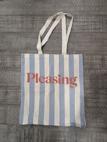 Pleasing Harry Styles 2023 NY Pop Up Shop Canvas Tote Bag Blue Stripe - Afbeelding 1 van 1