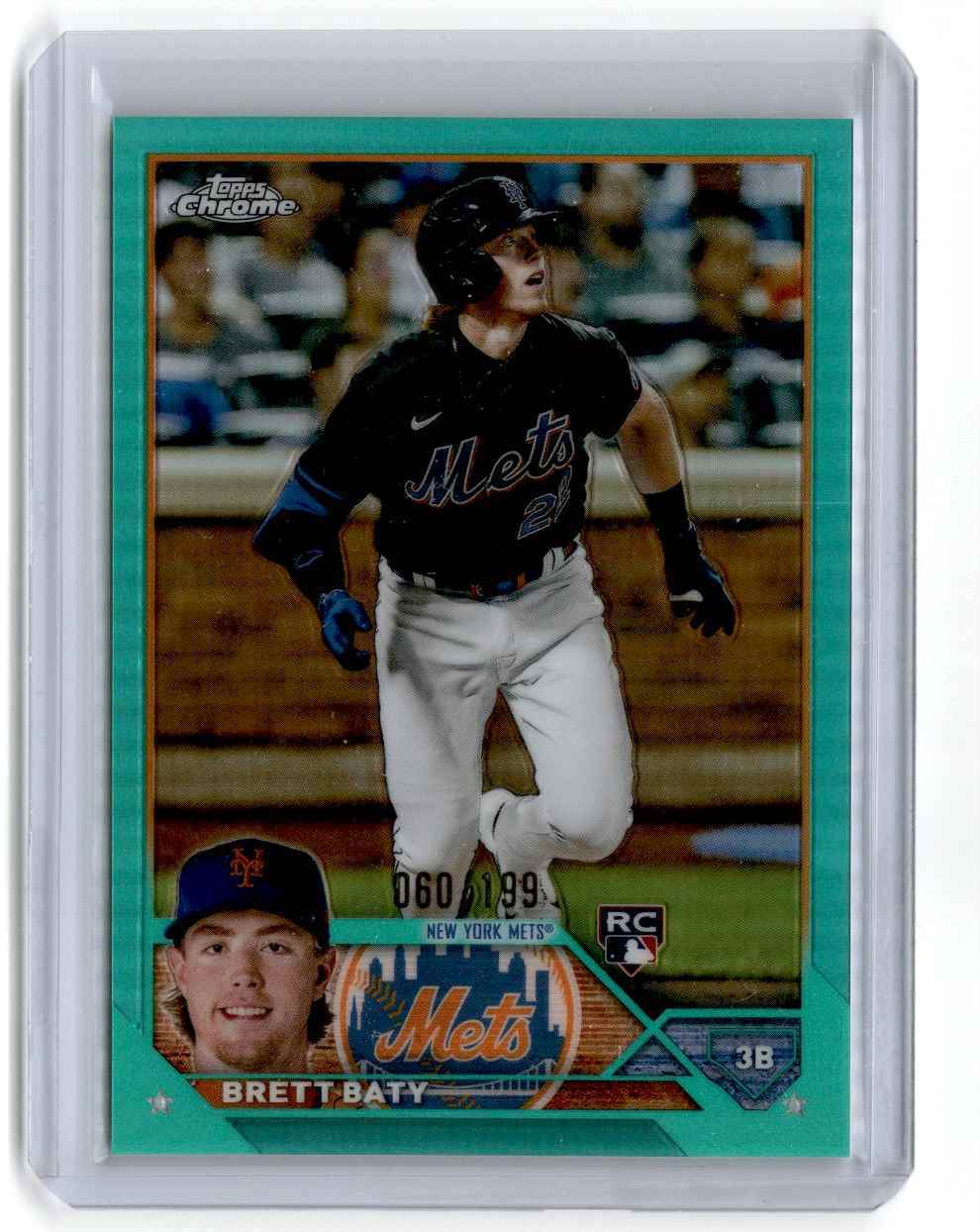 2023 Topps Chrome Brett Baty RC #204 Aqua Refractor /199 Mets