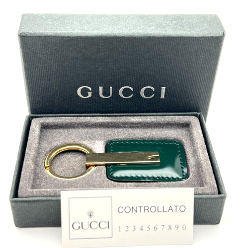 GUCCI Key Chain Key Ring Bag Charm Leather and Metal w/Box #081