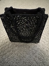Vntg Beaded La Regale Handbag Black RARE