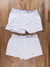 NO CUSTOMS TAX 2 x VERSACE white crystal signature waistband boxer shorts Medium