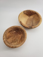 Handmade Olive Wood Bowl Set of 2 Small Nesting Unfinished