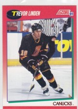 91/92 SCORE...TREVOR LINDEN...CARD # 8...CANUCKS...FREE COMBINED SHIP
