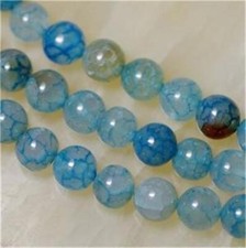 8mm Blue Dragon Veins Agate Round Gemstone Loose Beads 15inch