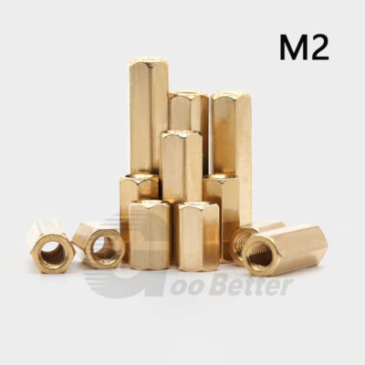M2 Copper Column Double Pass Brass Hex Extended Nut Studs Thread Pillar Spacers