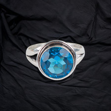 Blue Topaz Gemstone 925 Sterling Ring Handmade Jewelry Ring For Gift