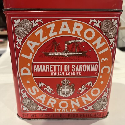 D Lazzaroni & C Saronno Amaretti Italian Cookies Vintage 7  Biscuit Tin 16OZ