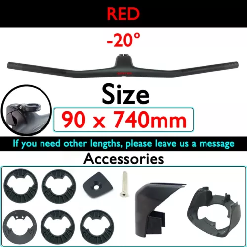 Full Carbon MTB Bicycle Integrated Cockpit Handlebar 740-780mm -20° UD Matte - Picture 35 of 48