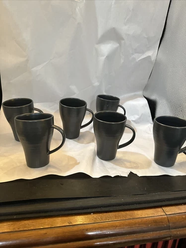 Mikasa Jk105 Black Studio Glaze Set Of 6 Coffee Mugs 5 In