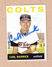 Carl Warwick  (Dec) signed 1964 Topps card #179-Houston Colts
