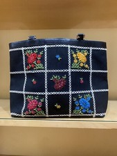 Isabella Fiore Black Purse Rare Embroidered Floral Sequin Embellished EUC