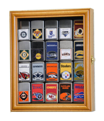 20 Zippo Lighter Display Case Cabinet Holder Wall Rack Box 98% UV