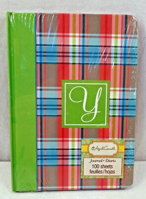 April Cornell Initial ''Y'' Journal Diary 100 Sheets Plaid Light Green 2015 New 
