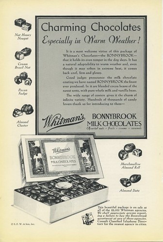 Whitmans Charming Bonnybrook Milk Chocolates 1931 anuncio vintage