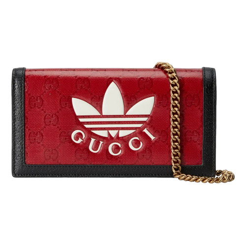 Authentic Adidas X Gucci GG Supreme Chain Wallet Purse Shoulder Bag  621892 New