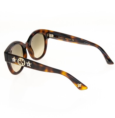 GUCCI 0207 GG0207S Brown Havana Cat Eye Star DIVA Sunglasses 002 