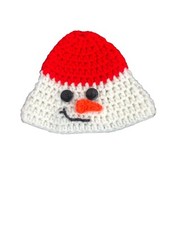 Handmade Children's Knitted White/Red Snowman Hat EUC