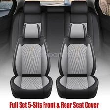 New For Chevy Car 5-Seat Leather Perforated Seat Cover Front &Rear Cushions Gray
