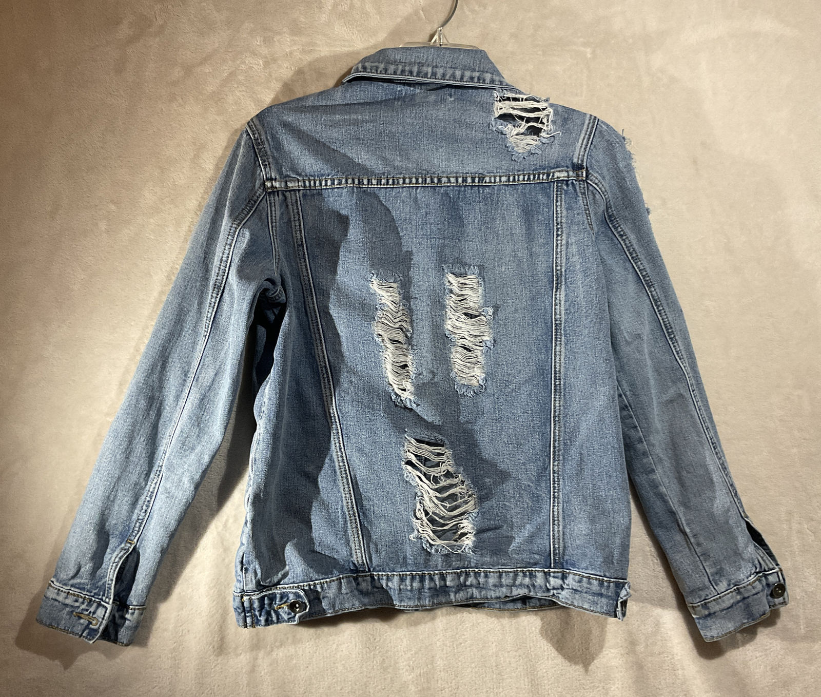 RUSH Distressed Denim Jacket Women's Sz 