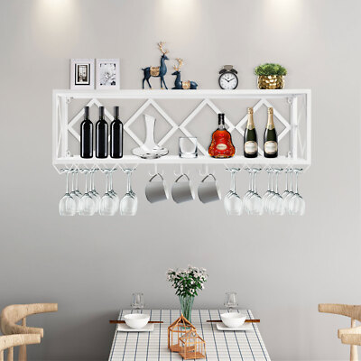 Wine Rack Bar Unit Floating Shelves Wall-Mounted Inverted Wine