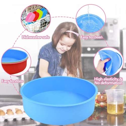 4/6/8/10inch Silicone Round Cake Pan Mould Tins Non-stick Baking Muffin Bakeware - Picture 9 of 13