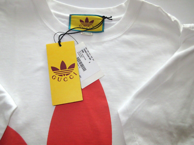 GUCCI x Adidas White red Logo T-Shirt Men's Size Medium Cotton