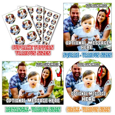 YOUR OWN EDIBLE PHOTO CUSTOM CAKE/CUPCAKE TOPPERS PERSONALISED IMAGE ...