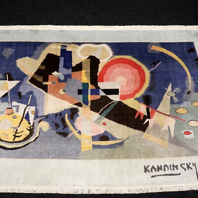 Seidenteppich Kandinsky 182 x 123 cm China Wand Bild Orient teppich Handgeknüpft - Bild 1 von 4
