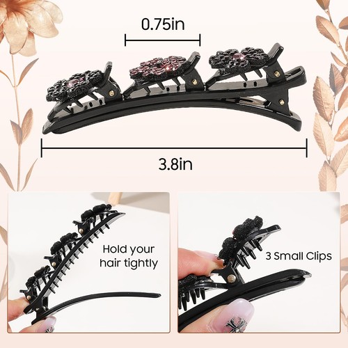 Braided Hair Clips For Women - Sparkling Crystal Stone Hair Clips For Styling... - Picture 8 of 9
